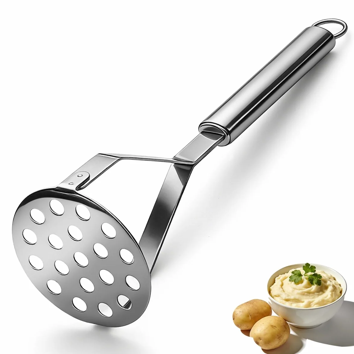 Homquen Pilon de Pommes de Terre en Acier Inoxydable 25 cm