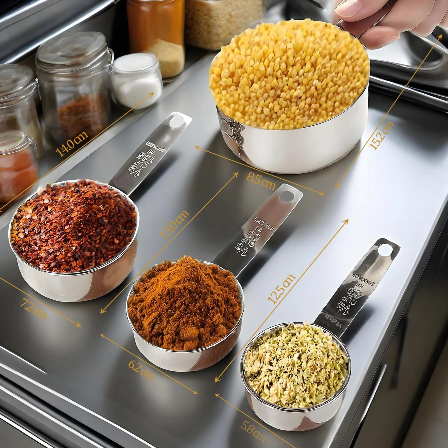 Cuillères et Tasses à mesurer en Acier Inoxydable Lot de 10 pour Cuisine