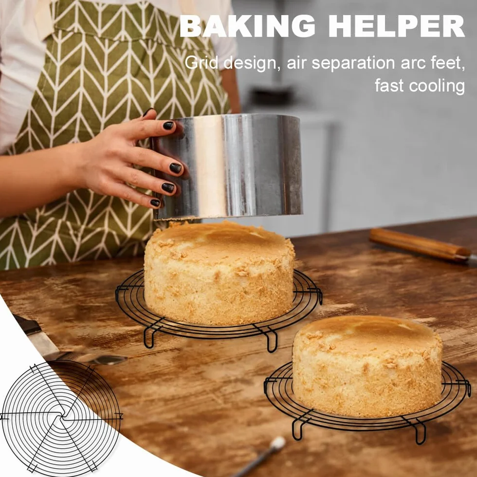 Grille de refroidissement en acier inoxydable 32 cm ronde Lot de 2 pour gâteaux biscuits tarte