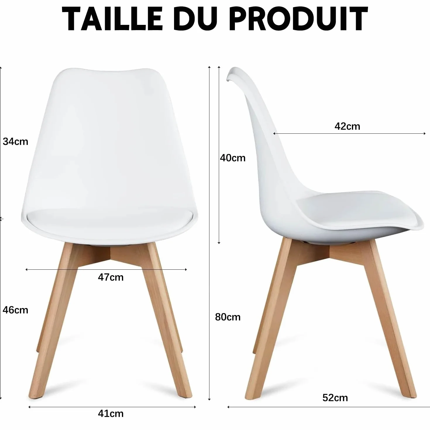 Chaises Salle à Manger Scandinave Lot de 4 Blanc
