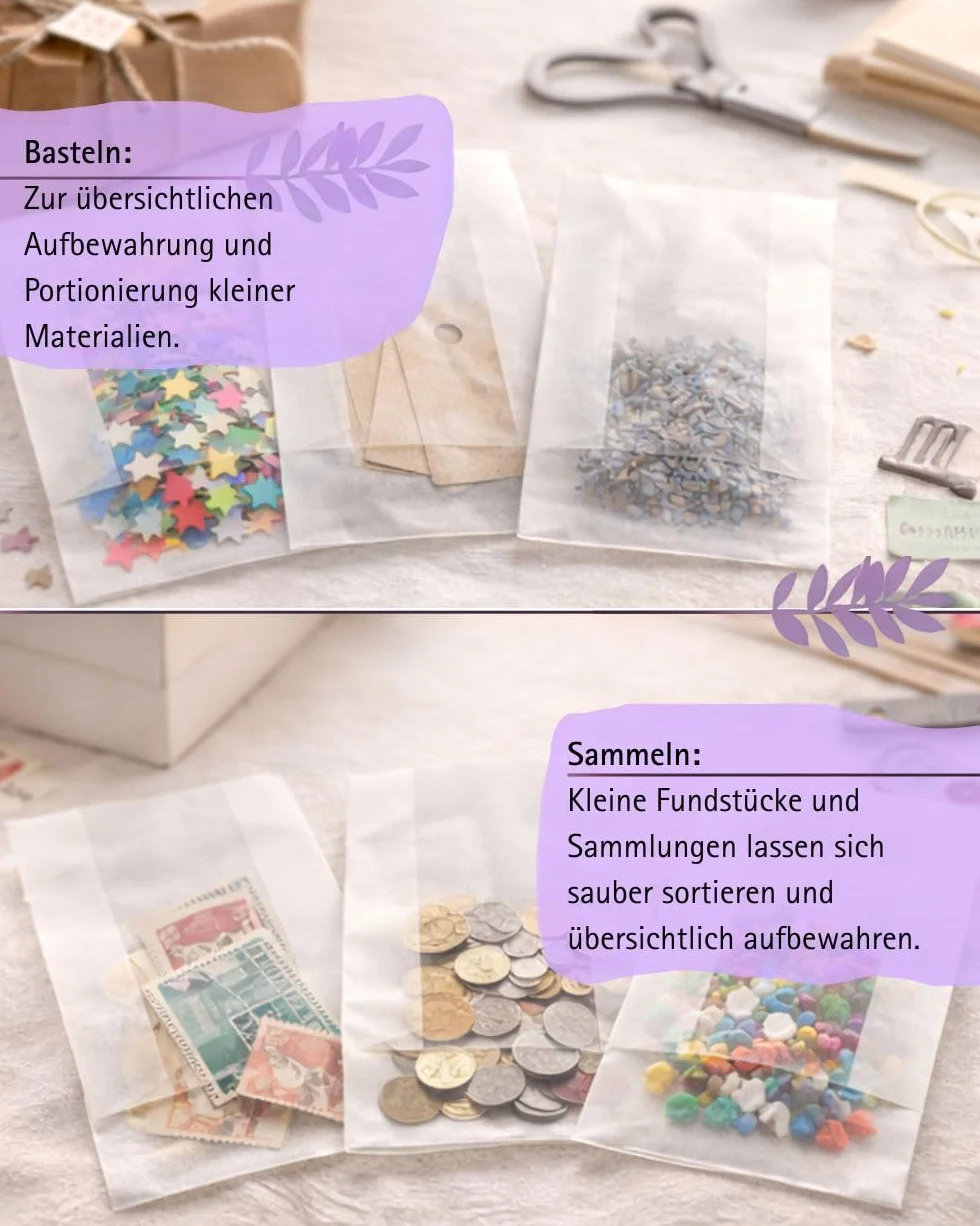 Sachets en papier parchemin 6 x 4,5 cm fond plat lot de 50