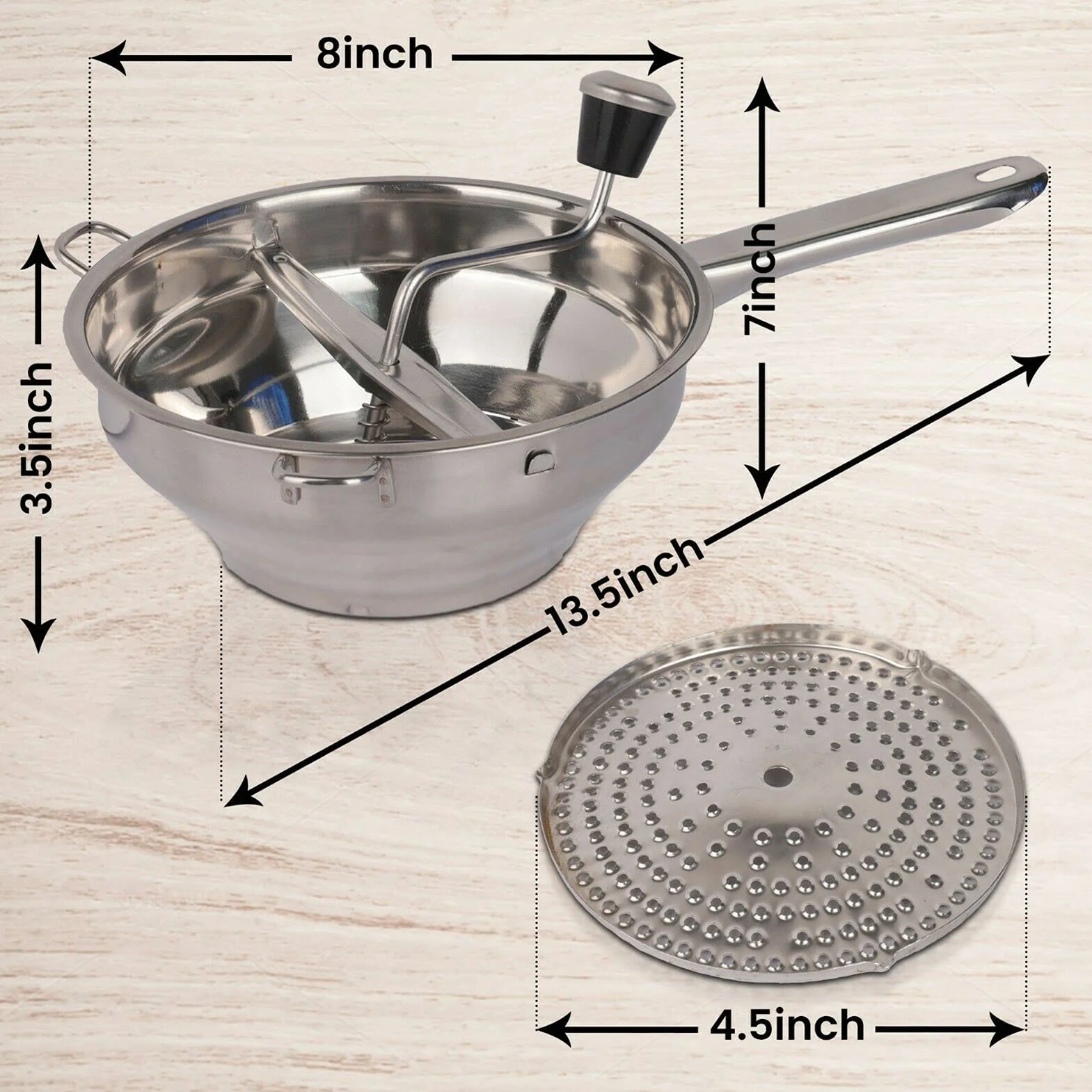 Moulin à aliments en acier inoxydable avec 3 disques de broyage