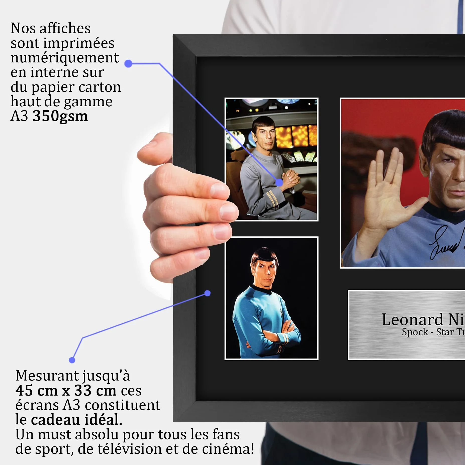 Leonard Nimoy Star Trek A3 Cadeaux Imprimé Signé Autographe Photo Encadré