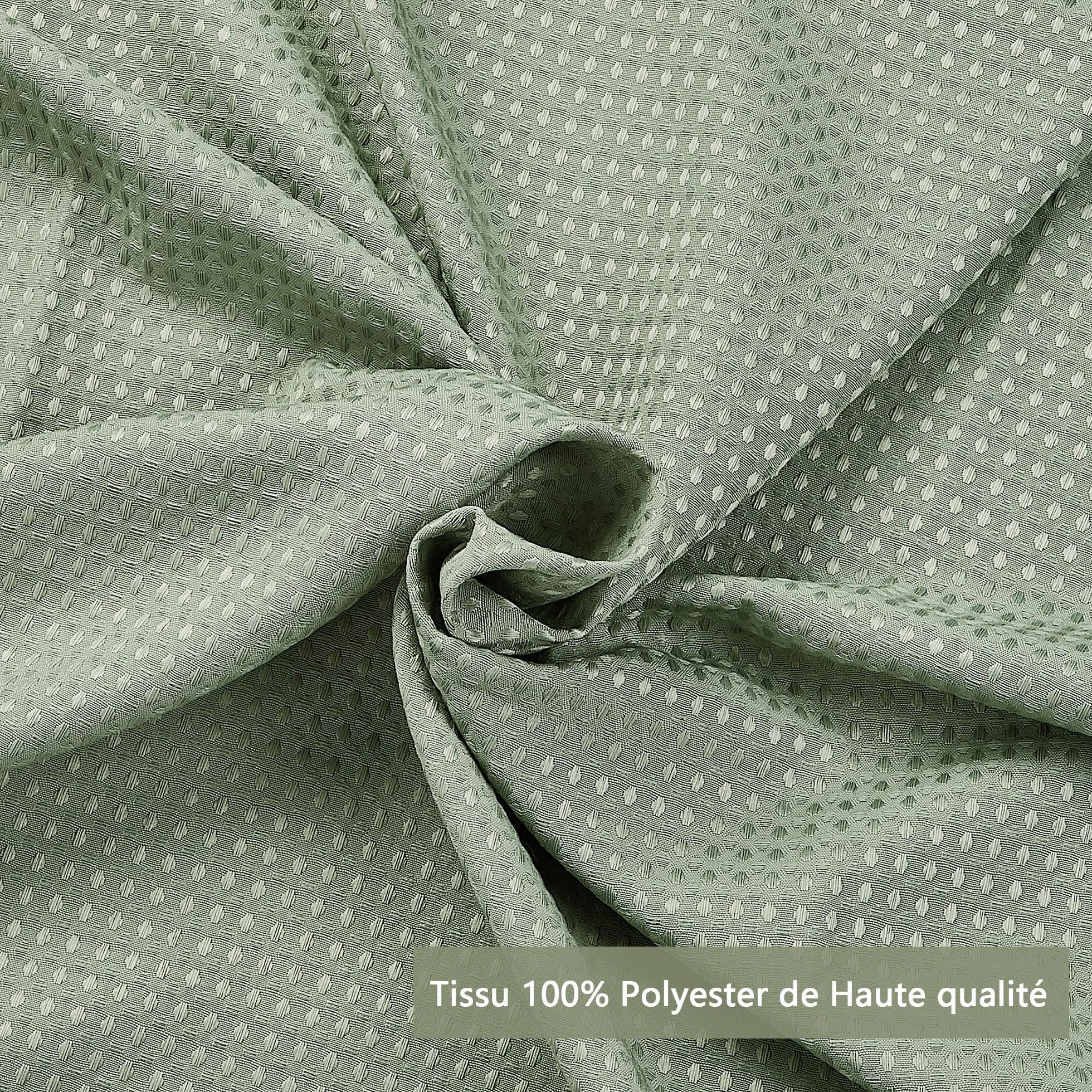 Rideau de Douche en Tissu Polyester Lavable en Machine Imperméable 183 x 183 cm avec 12 Crochets Vert