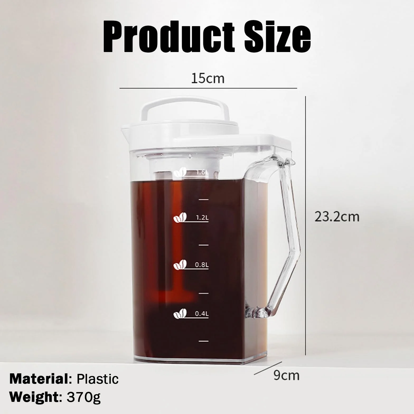 Ideal Swan Cafetière à infusion à froid 1,6 L avec filtre à maille fine, grande capacité