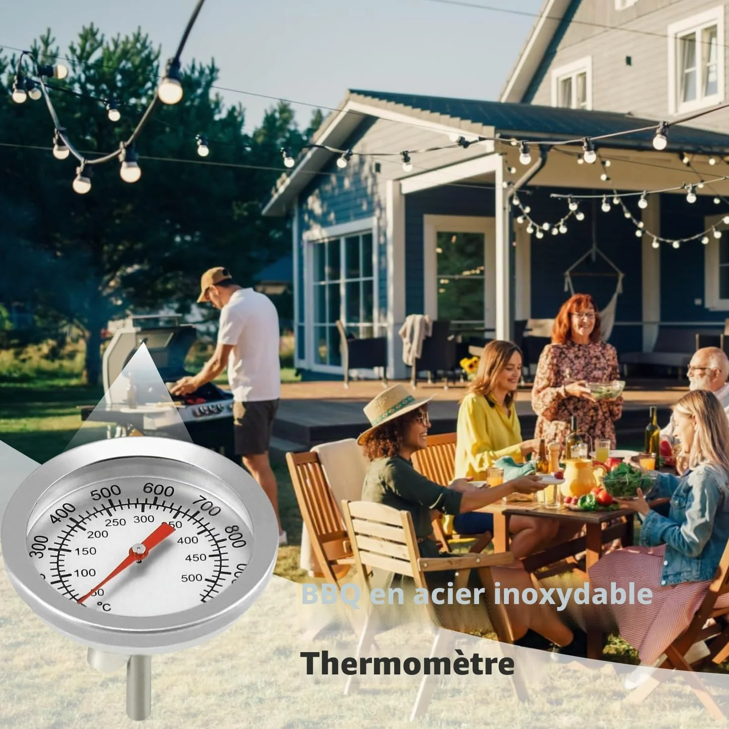 Thermomètre pour Grill à Charbon 50-600℃ Haute Température Barbecue Fumoir