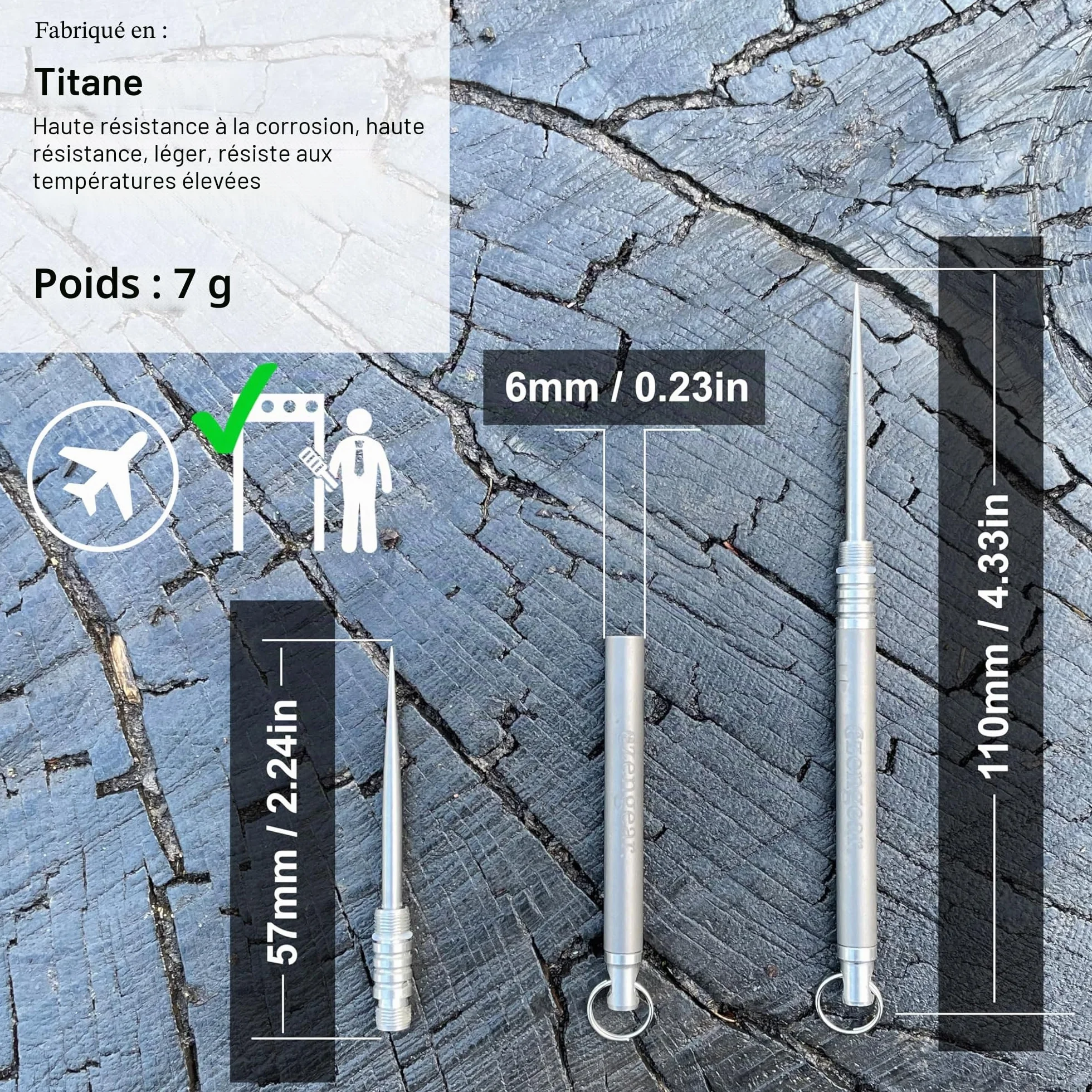 aZengear Cure-Dents Porte-clés de Poche Métal Léger Portable Réutilisable