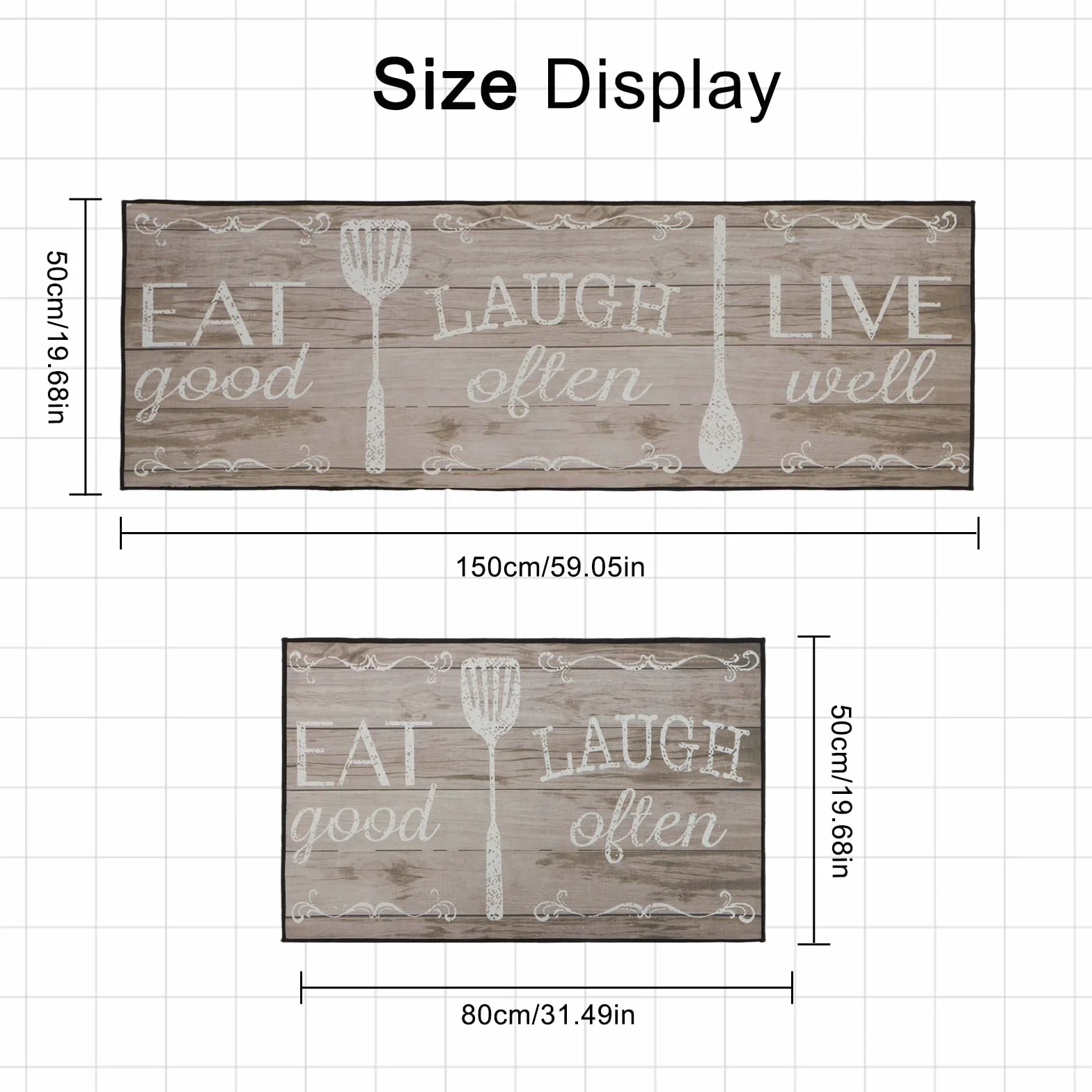 Ensemble de Tapis de Cuisine Antidérapant Lavable 2 Pièces 50x80 + 50x150 cm