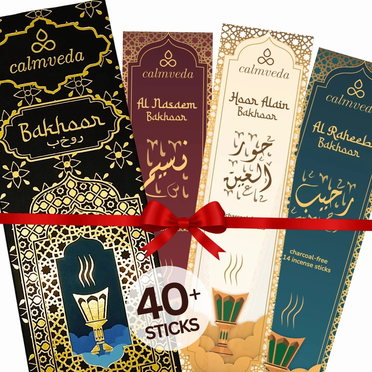 Calmveda Bâtons d'encens Arabian Oud Bakhoor بخور اماراتي 42 unités Encens arabe profond et chaleureux comme Al Nasaem Hoor Alain Al Raheeb Oud Bukhoor Cadeaux islamiques