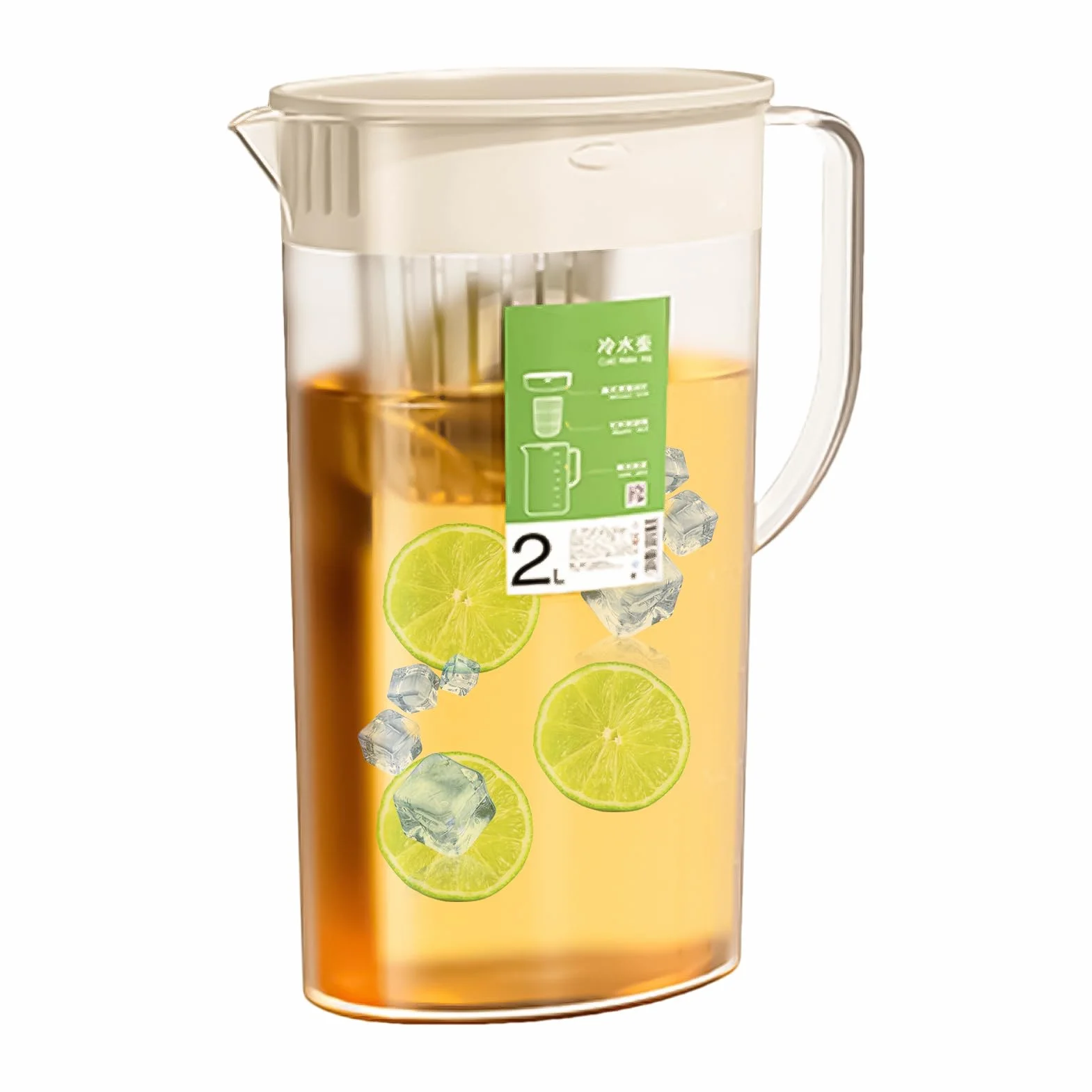 Pichet à eau avec infuseur à fruits 2 L couvercle distributeur de boissons