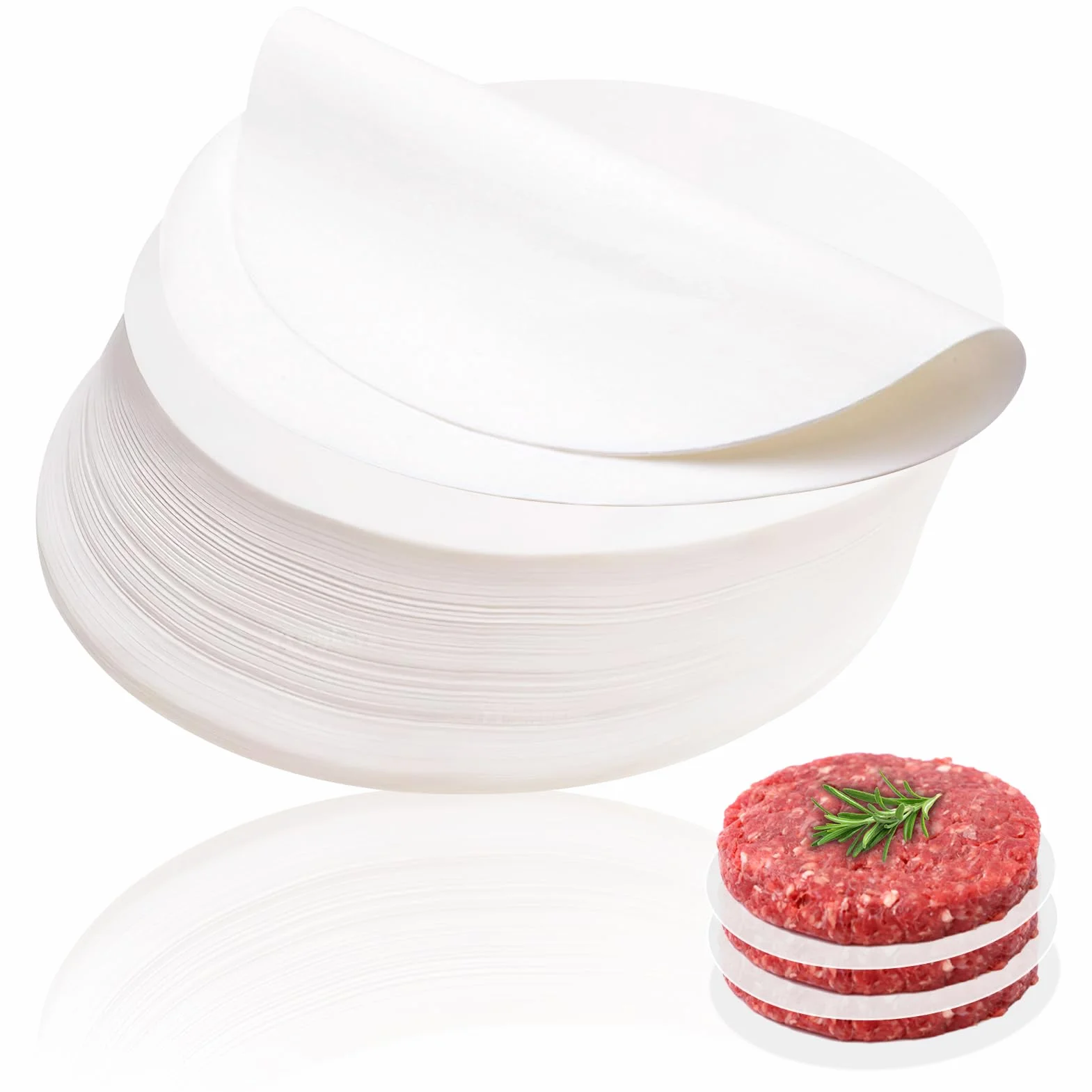 JINSIHU Papier Antiadhésif 500 Pièces 13cm Ronds pour Burgers Steaks Hachés Barbecue