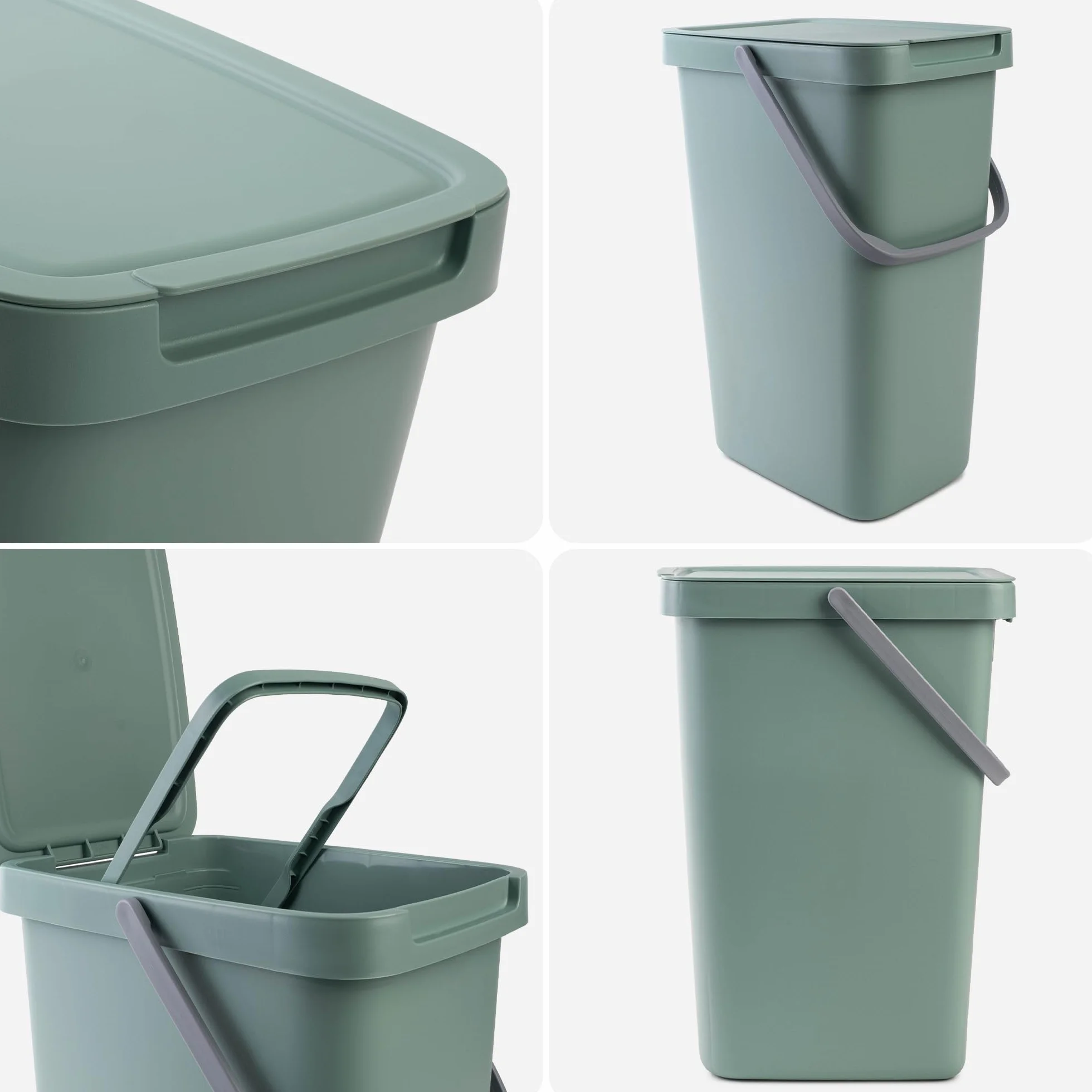 KADAX Poubelle 12 l Plastique rectangulaire avec Couvercle à charnière Vert