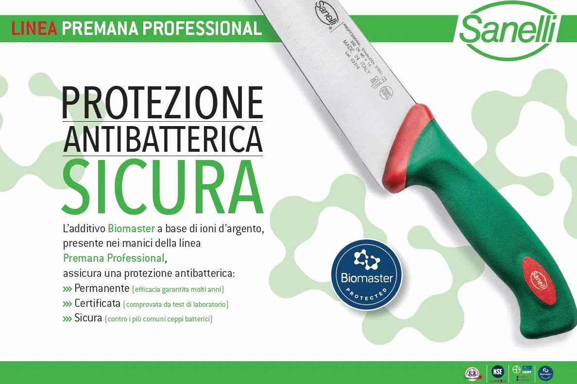Sanelli Ligne Premana Professional Couteau Jambon 24 cm Acier Inoxydable Vert Rouge