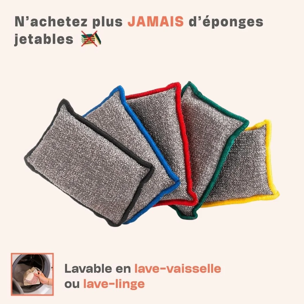 Eponges Réutilisables Lavables INGA 2 Pièces Fabriqué en Europe