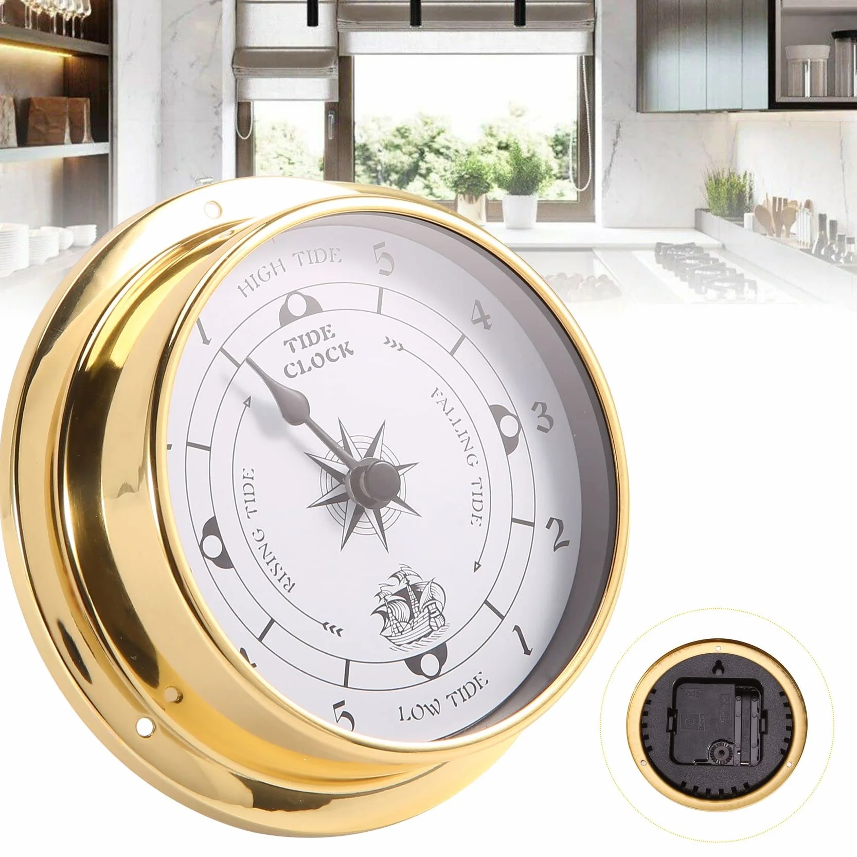 Horloge des marées en cuivre marine 115 mm décoration murale bateau