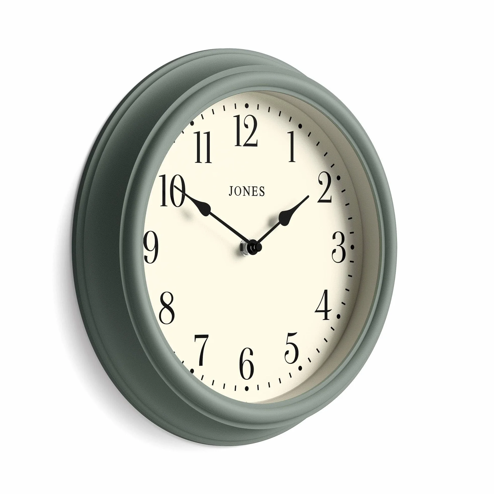 JONES CLOCKS Horloge Murale Ronde Classique 30cm Vert Chiffres Arabes
