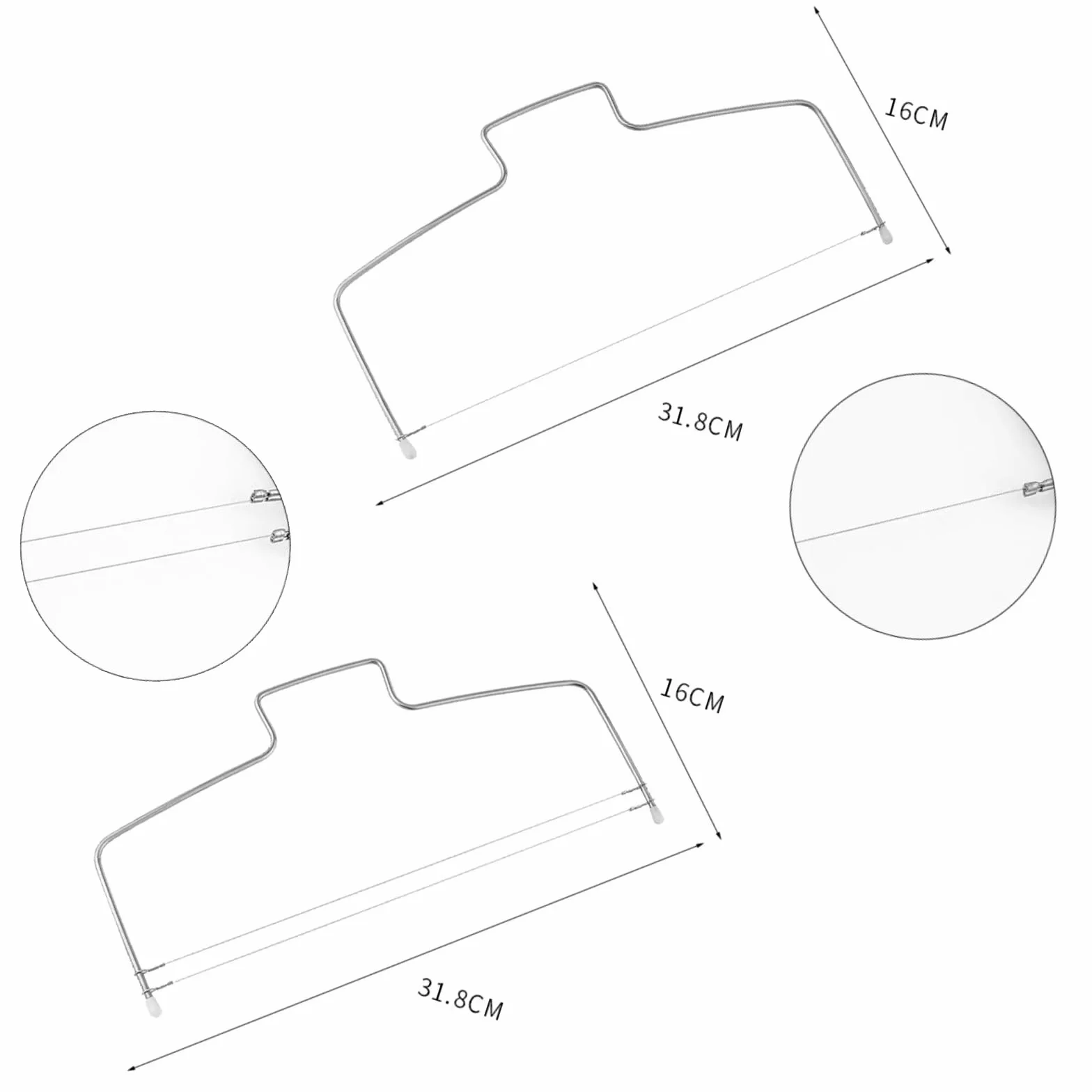 GIONAR Coupe-gâteau en Acier Inoxydable Réglable, 2 Pièces Lame Simple/Double pour Layer Cake