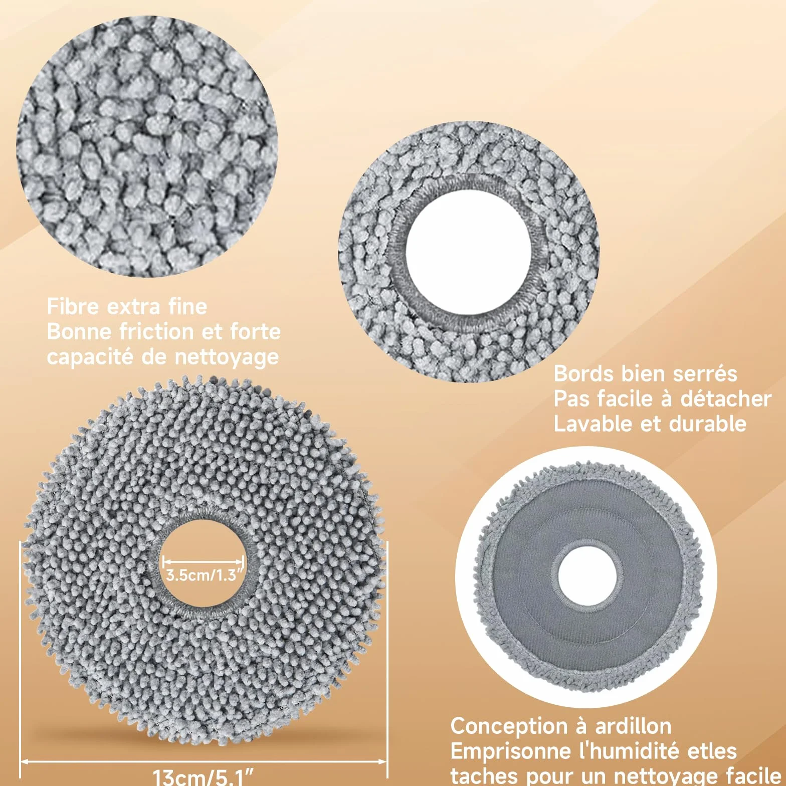 Serpillières de Rechange Roborock Saros 10R/20/Z70 Qrevo Aspirateur Robot Lavable