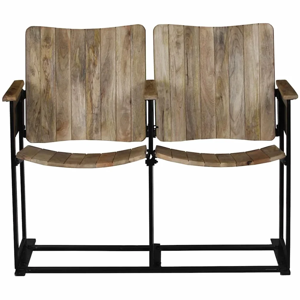 Banc à 2 Places Bois de Manguier Massif et Acier vidaXL