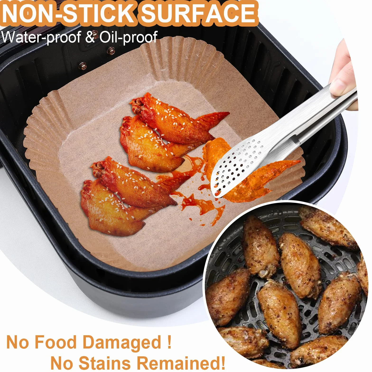 Papier Sulfurisé pour Air Fryer 20cm 100 Pièces Jetable Antiadhésive Sans Huile