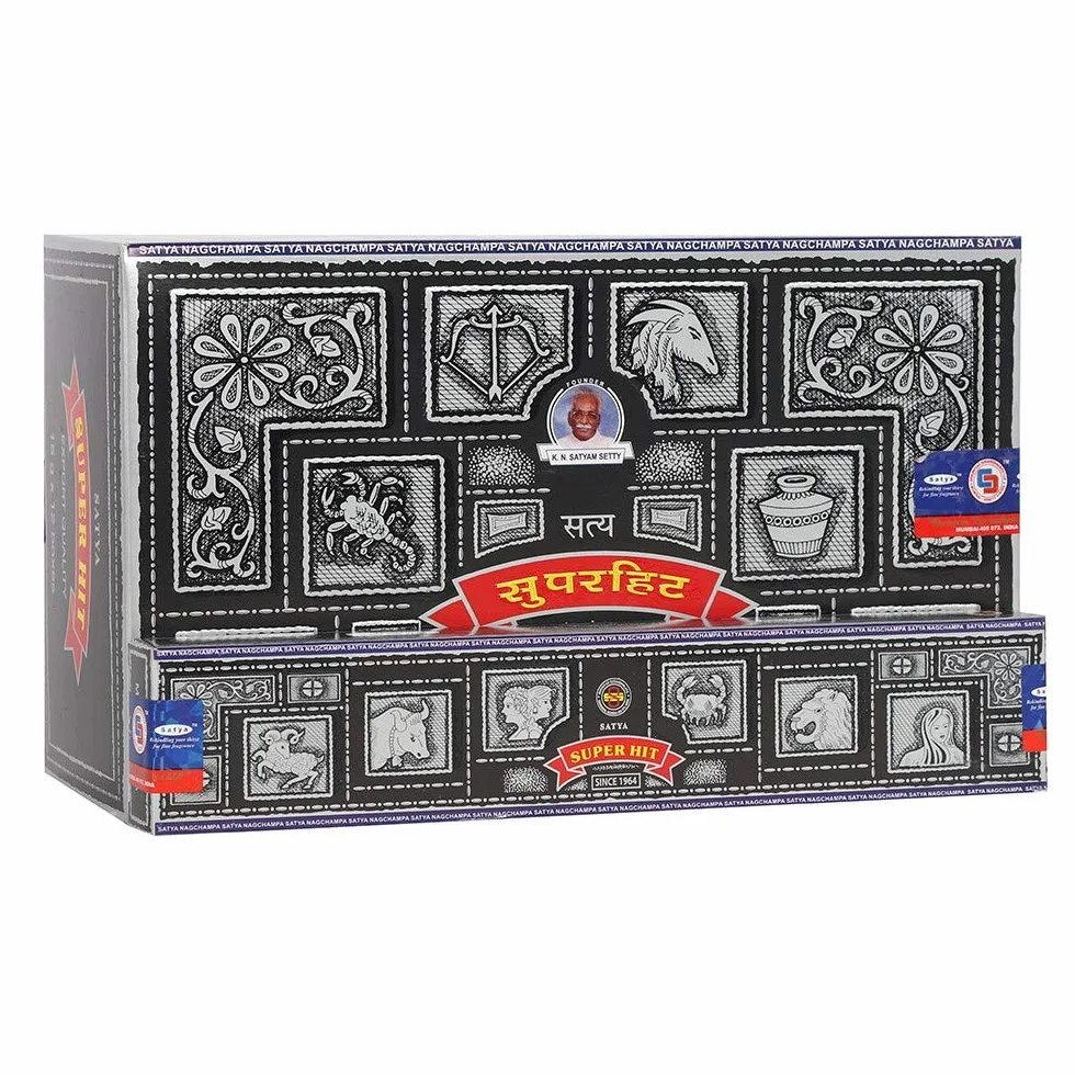 Satya Super Hit Encens Bâtonnets Nag Champa 12 Boîtes