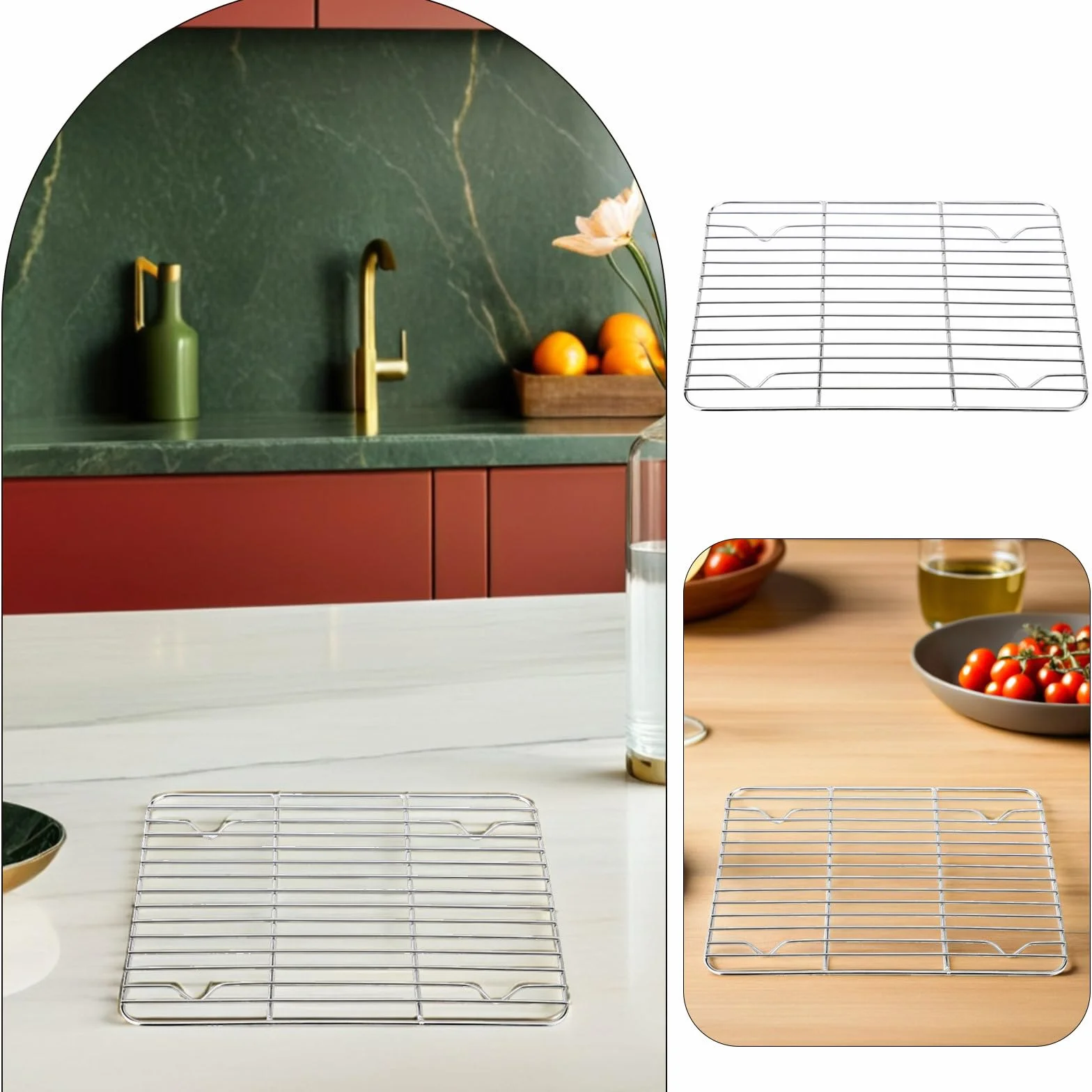 BESPORTBLE Grille De Refroidissement INOX 23x17 cm pour Air Fryer Cuiseur Vapeur