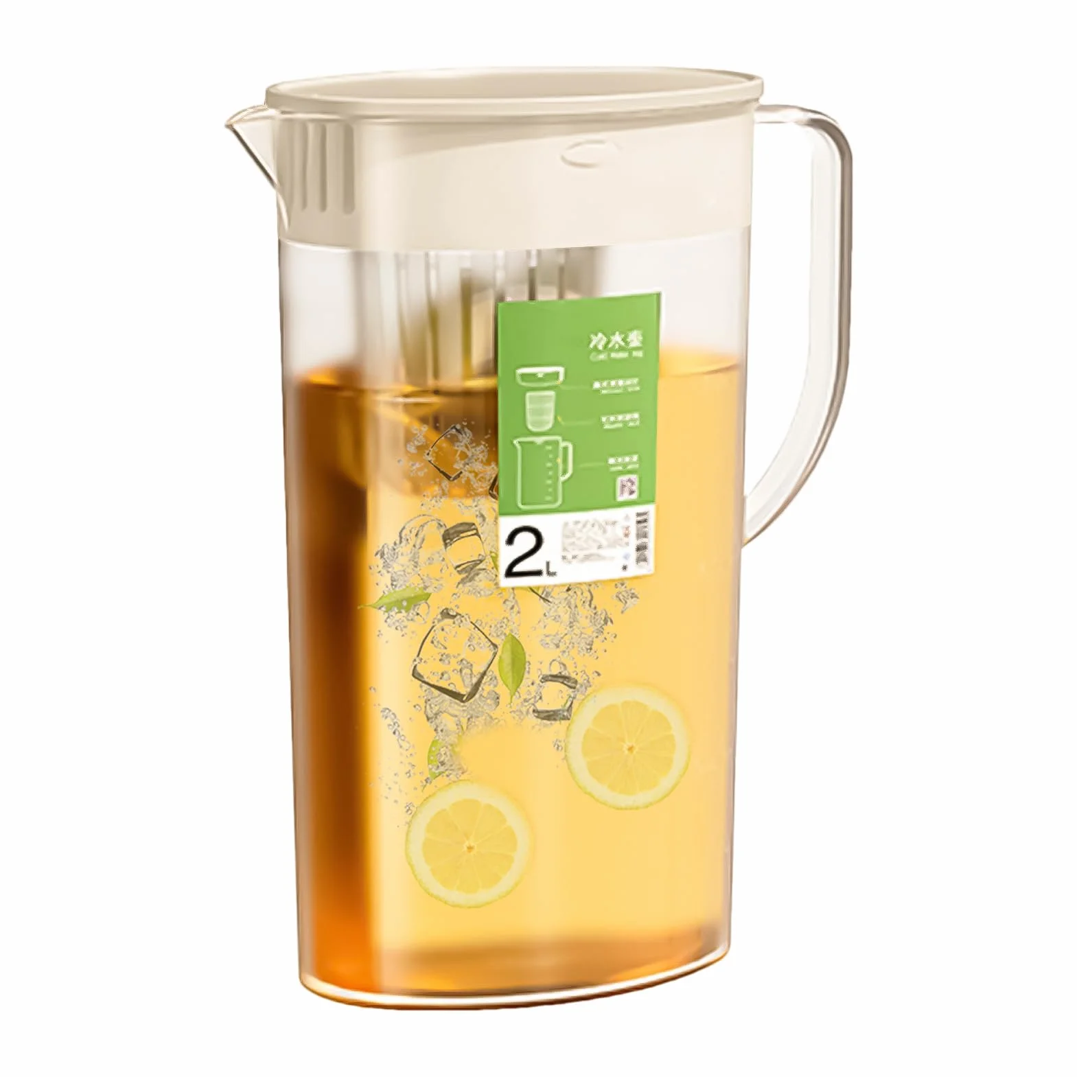 Pichet à eau avec infuseur à fruits 2 L couvercle distributeur de boissons