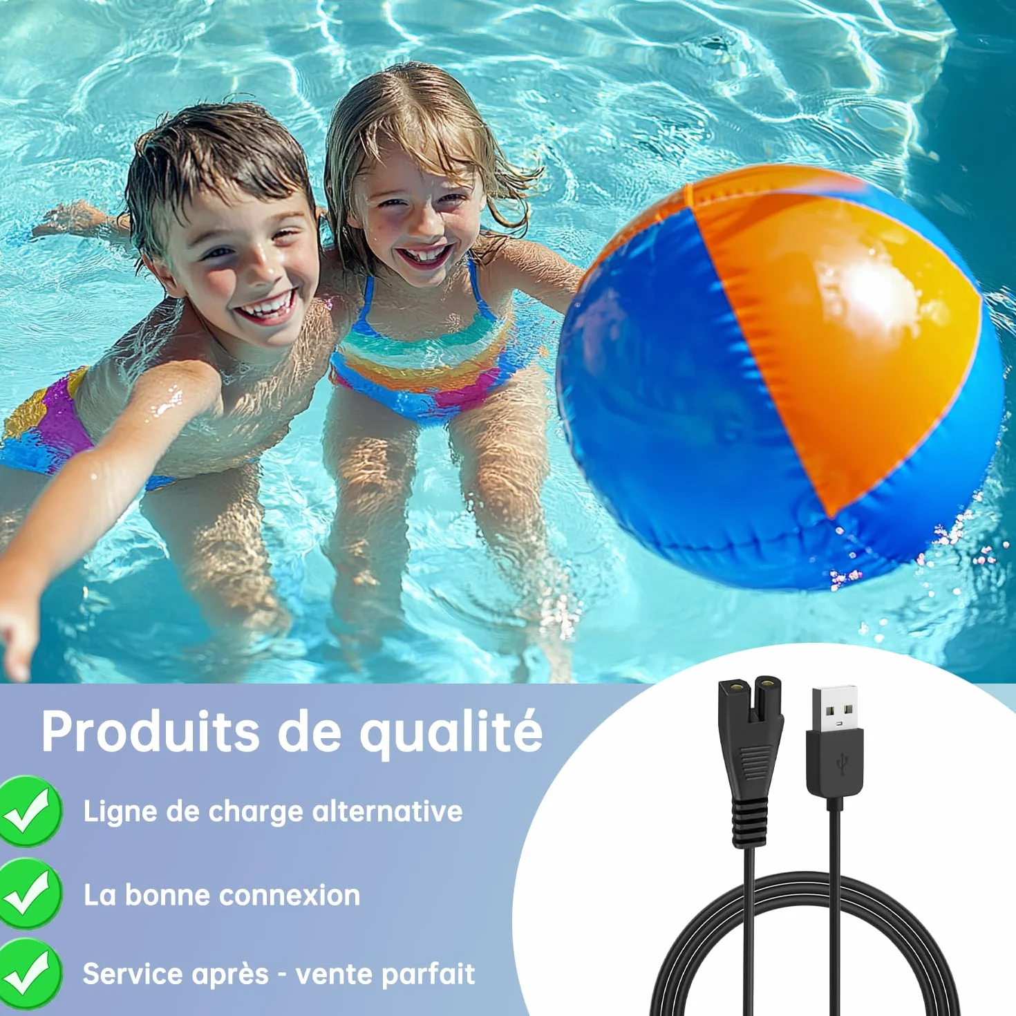 Chargeur 5V USB Câble Compatible Aspirateur Piscine Intex ZR100 28626 28620