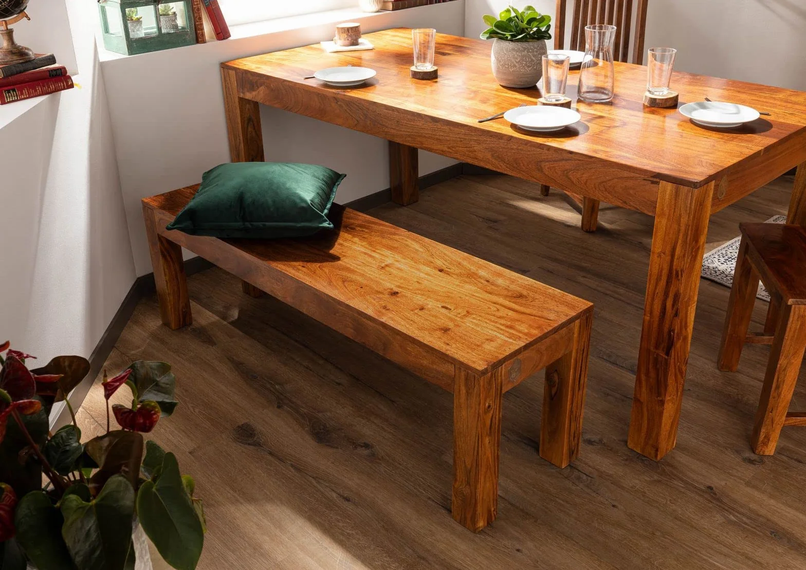 MASSIVMOEBEL24.DE Banc Acacia laqué Miel Oxford 140x40