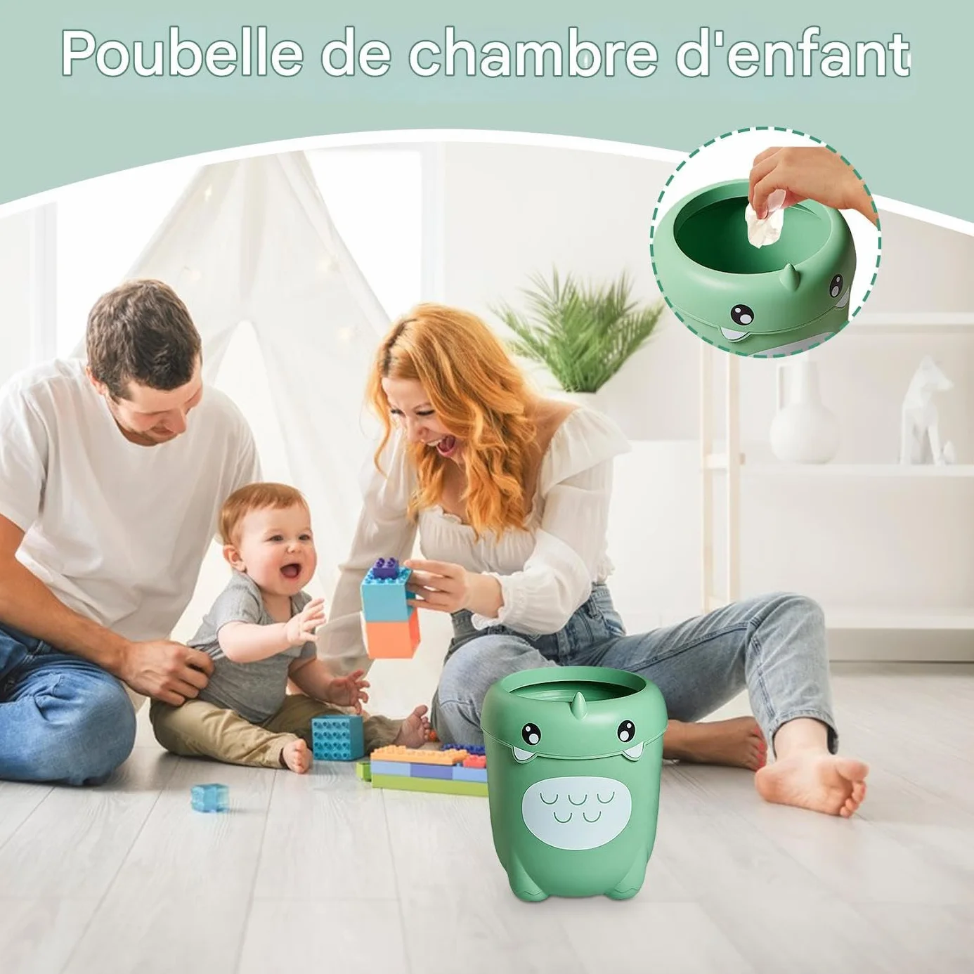 Poubelle Mignonne Conteneur Dinosaure Portable Design Ouvert Bureau Cuisine Salon
