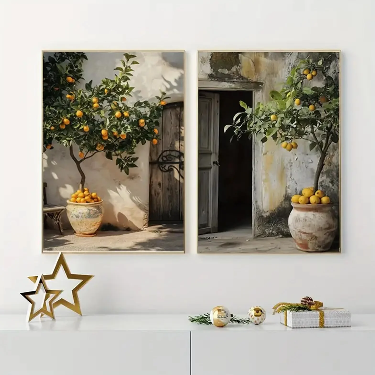 TROYSINC Lot de 2 posters motif plantes méditerranéennes citronnier olivier 50x70 cm sans cadre