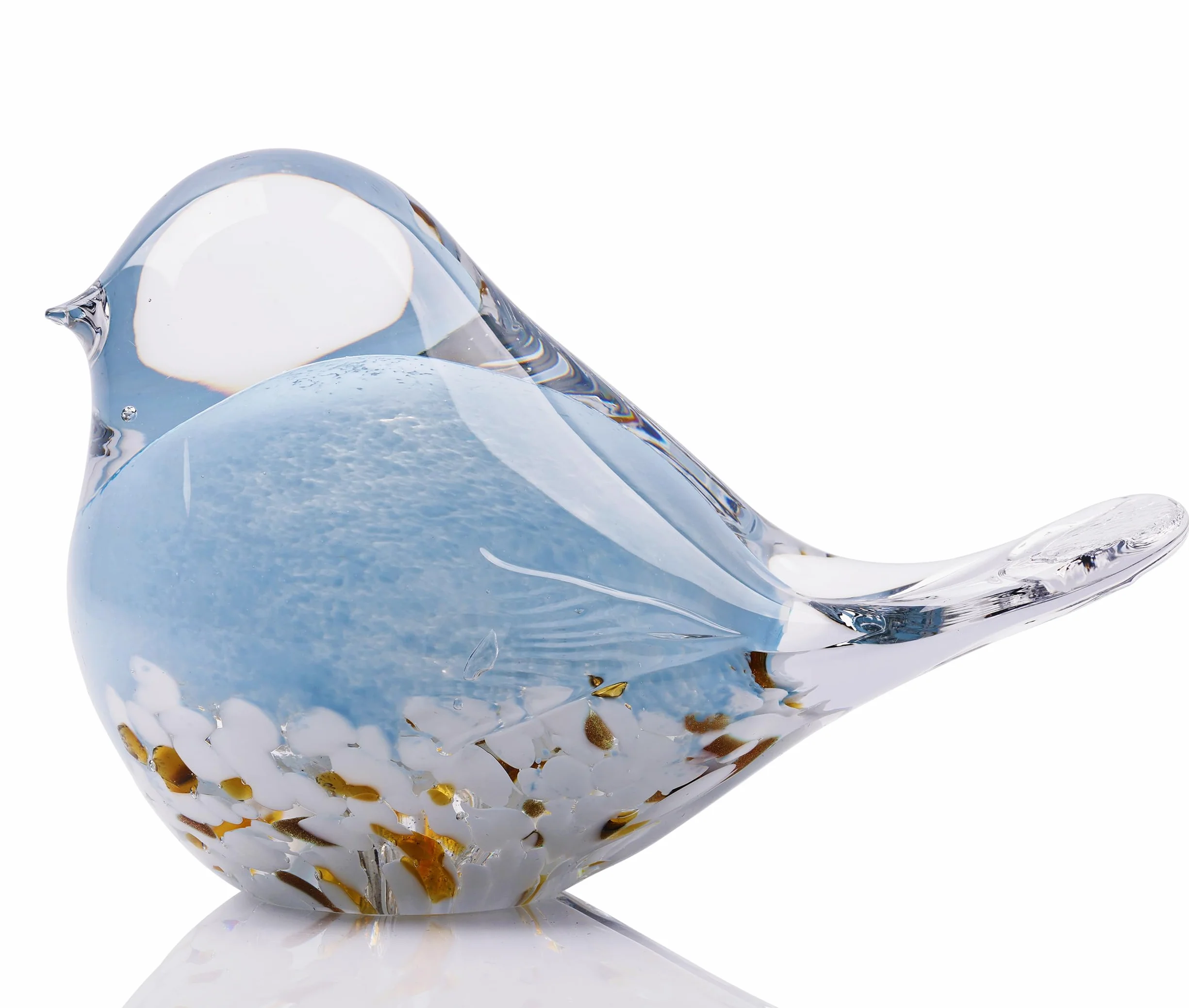 Statue d'oiseau en verre soufflé à la main Presse-papier Décoration d'intérieur (bleu)