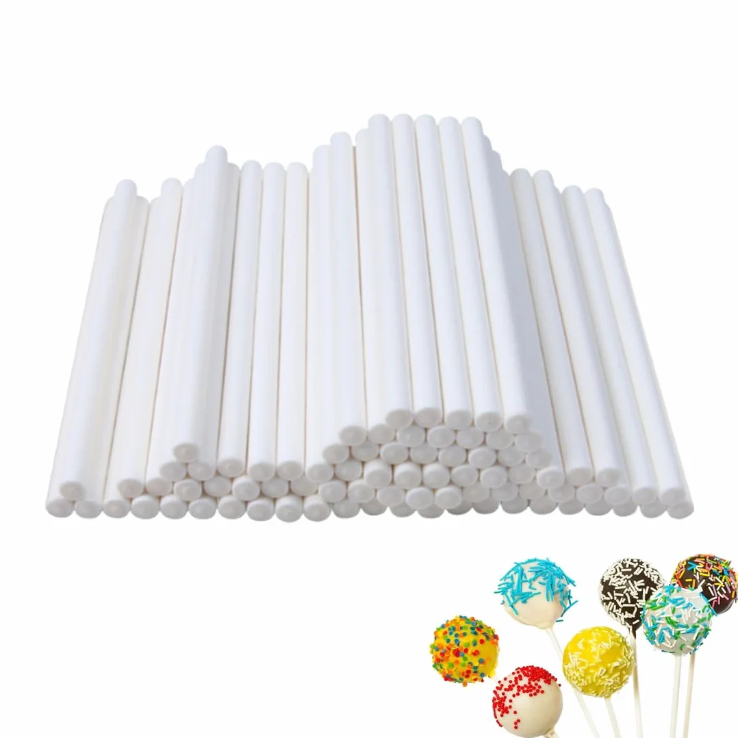 Bâtonnets Cake Pop en papier solide 10 cm blanc, support pour sucettes, chocolat, bonbons