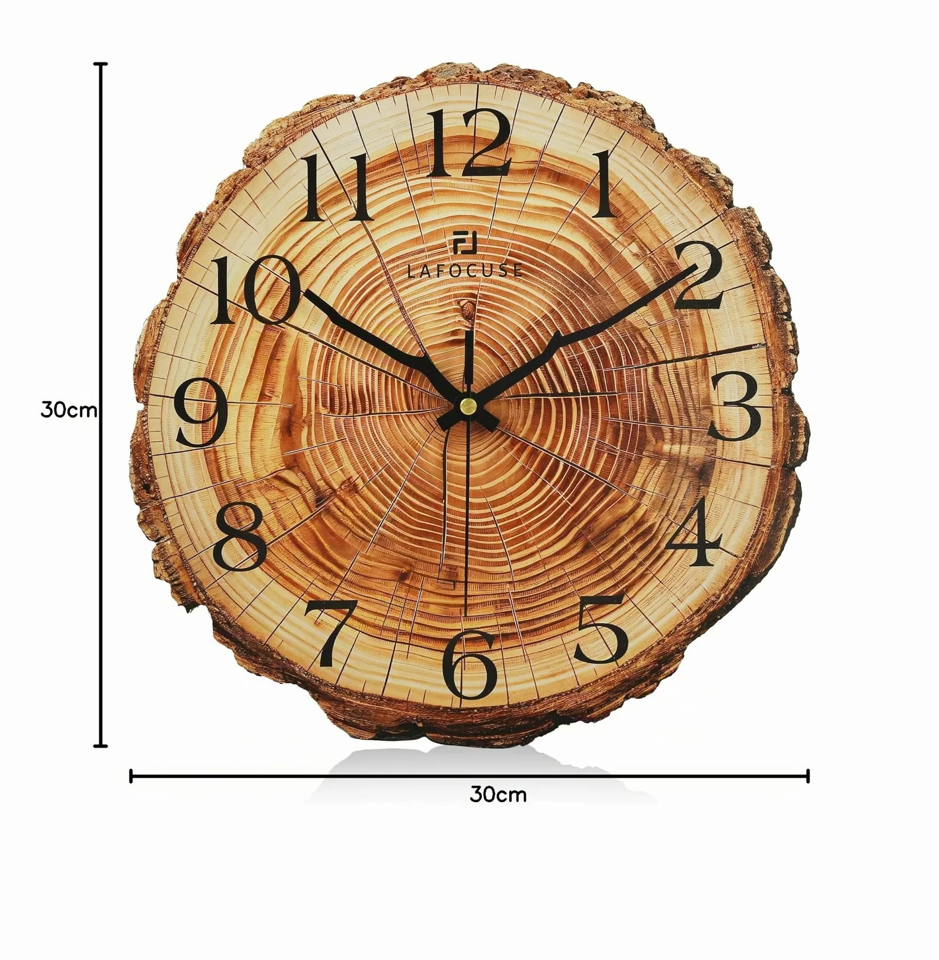 Lafocuse Horloge Murale Bois MDF 30cm Silencieuse Rustique Marron Vintage Retro Pendule Murale Deco