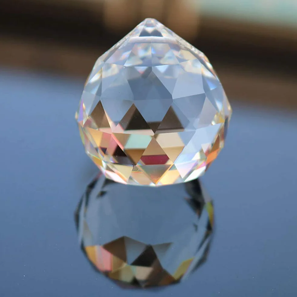 Petrichor Cristal Clair Boule pendante Bonne Chance prospérité décoration intérieure Cadeau 7 x 7 x 7 cm