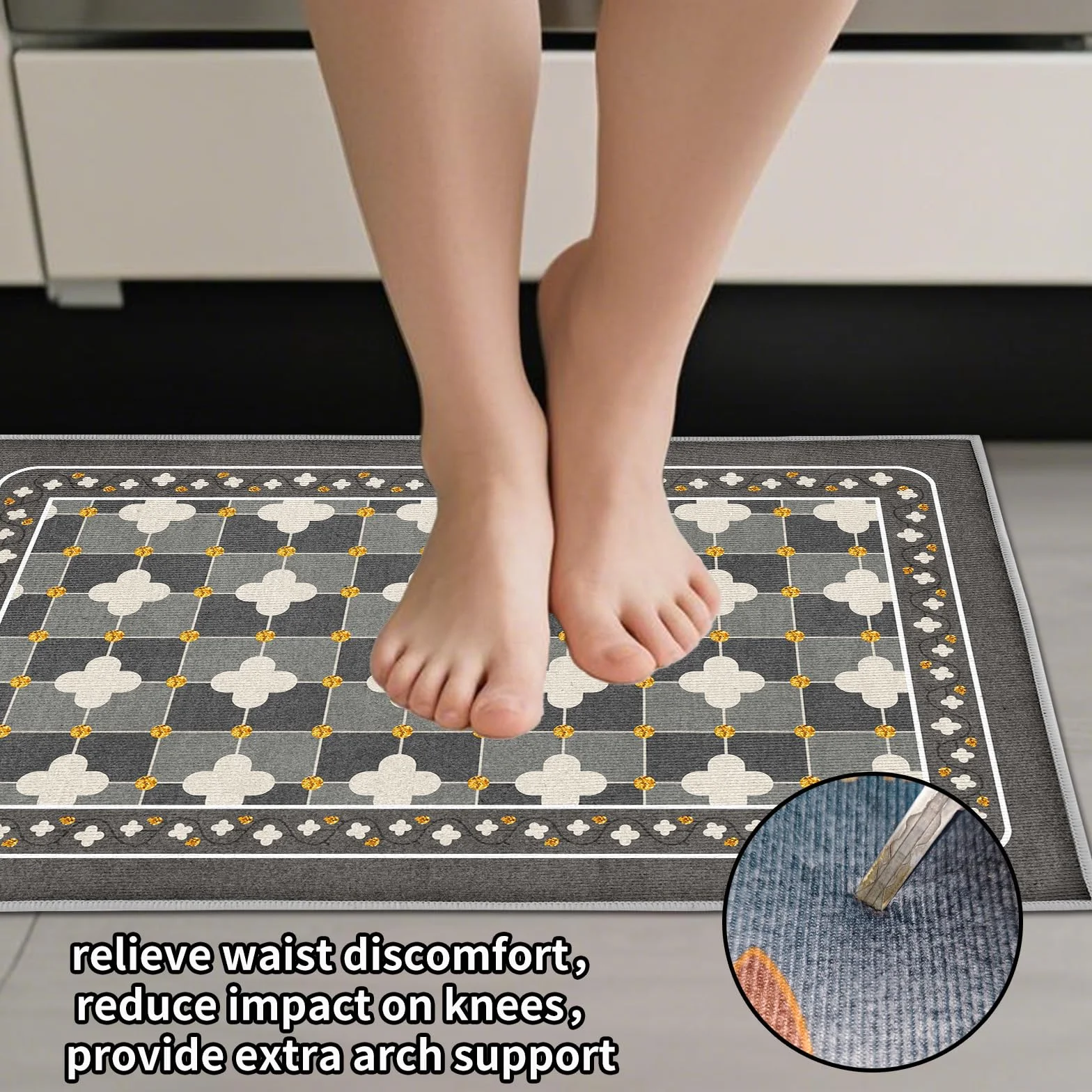 Tapis de cuisine antidérapants lavables anti-fatigue 43 x 150 cm Lot de 2