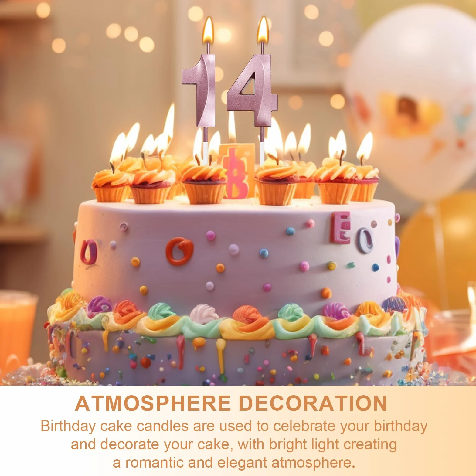 Bougie d'anniversaire à paillettes or rose 3D numérotée 90e décoration gâteau
