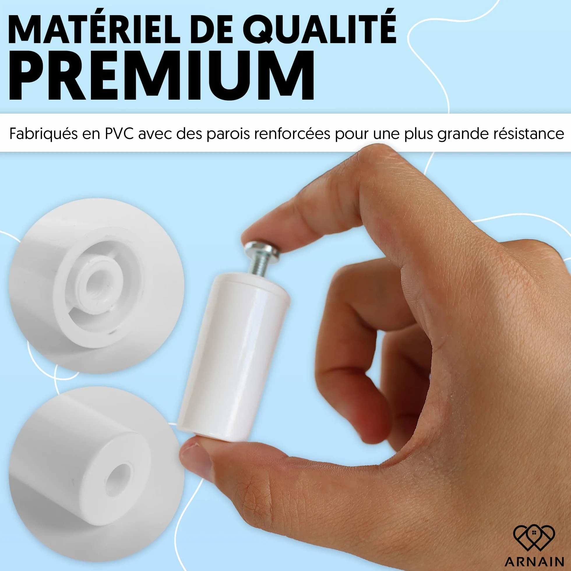 Butées volets roulants blanches 40 mm PVC - Arrêt de volet avec kit de montage