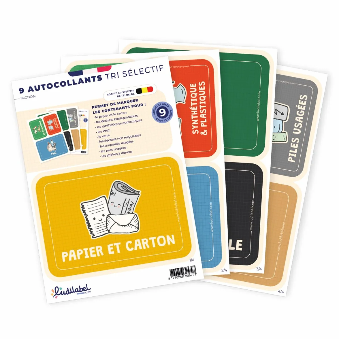 Étiquettes de Tri sélectif pour Poubelles - Belgique