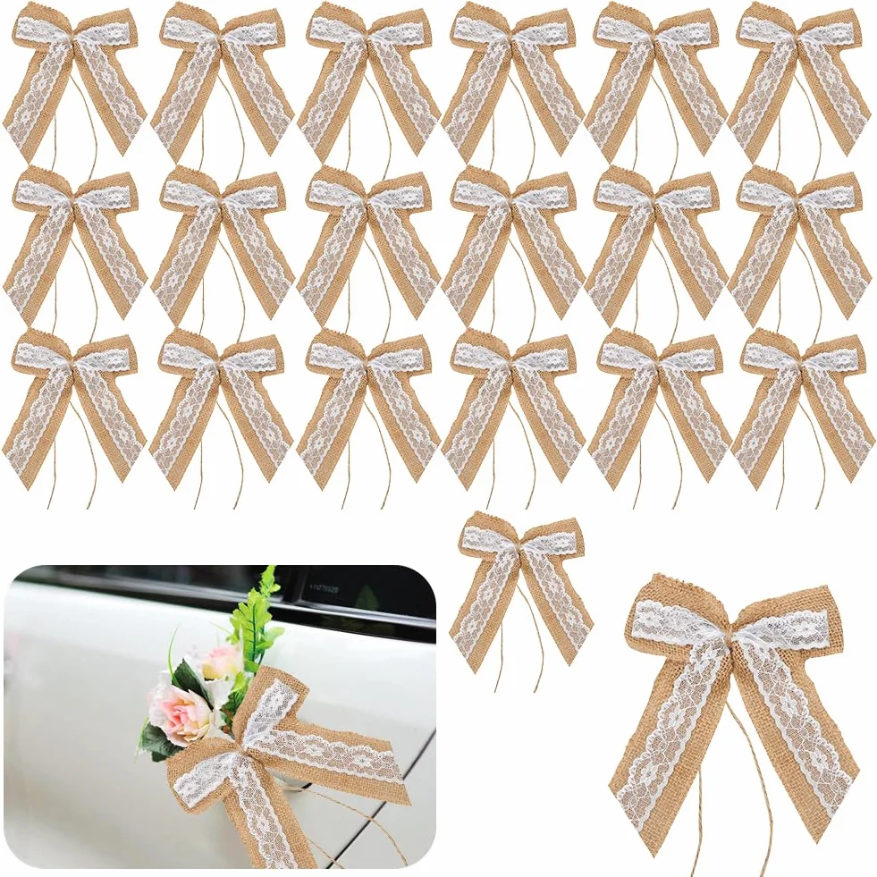 Noeud Voiture Mariage 20 PCS Décoration Voiture Mariage Noeud Ruban Satin