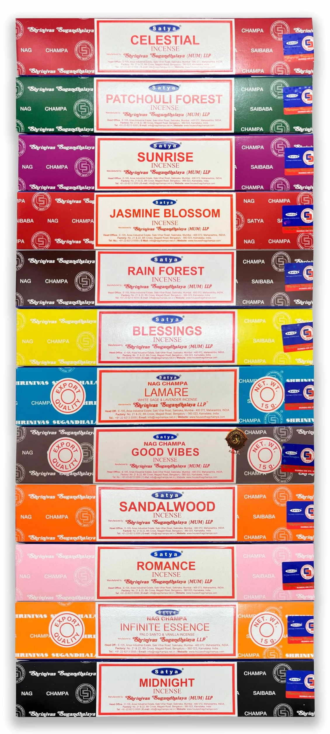 Satya Assortiment d'encens Ancestral Wisdom 12 Paquets 15 g 180 g Aromathérapie Méditation