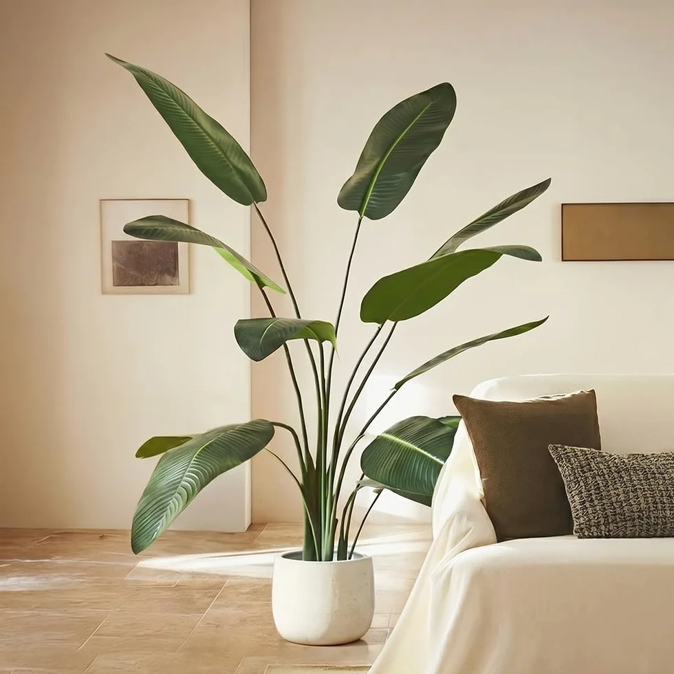 BLAINE Strelitzia 160cm Grande Plante Artificielle Réaliste pour Intérieur Extérieur