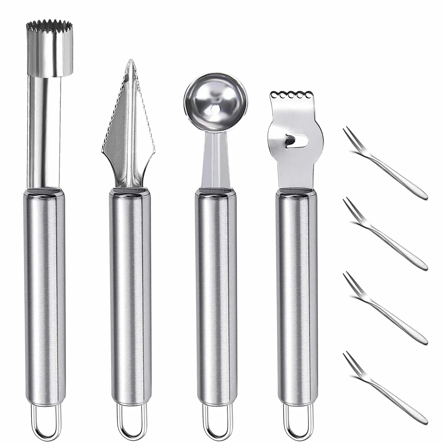 Cuillère à Melon Acier Inoxydable 4 Pièces Set Fruits Outils Découpage