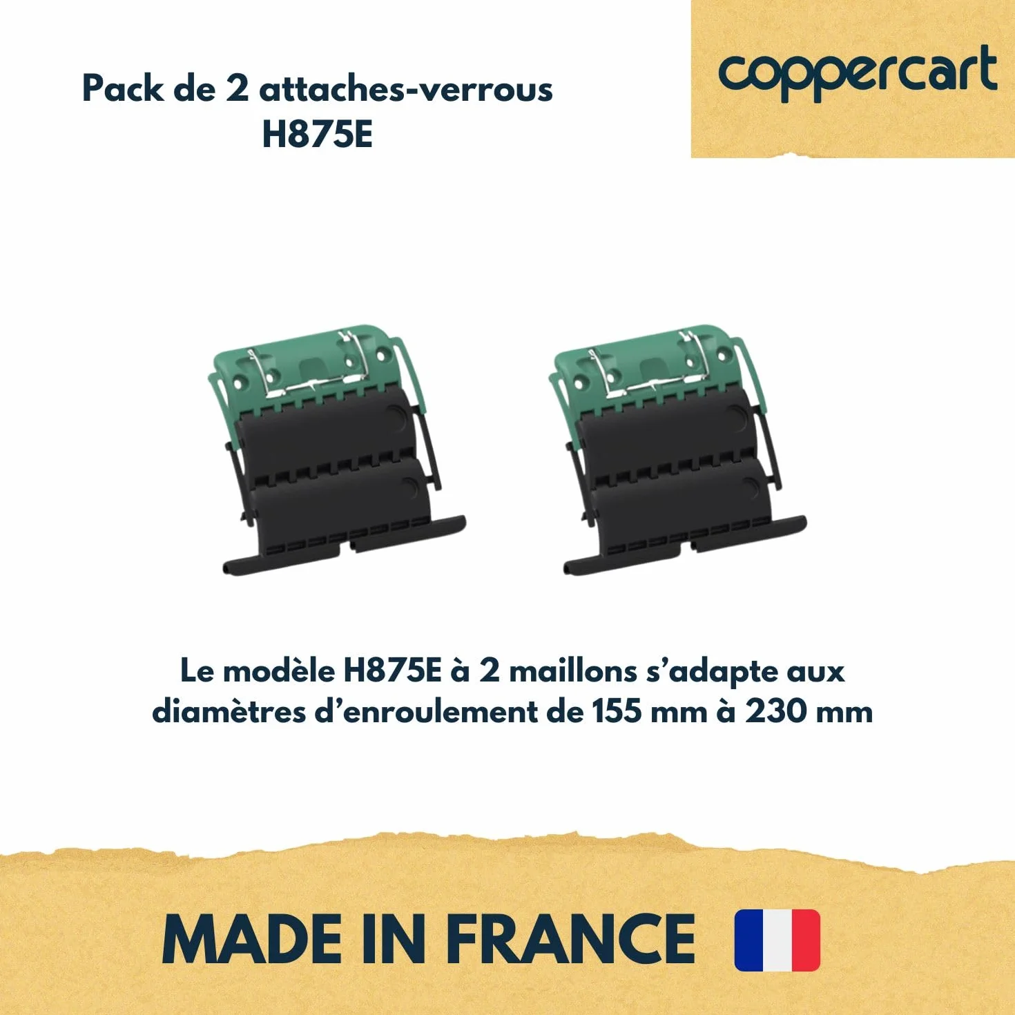 Attache Verrou Volet Roulant ZF Clicksur H875E Lot de 2 - Fixation Sécurisée Lame 8mm - Verrou Automatique Anti-Soulèvement