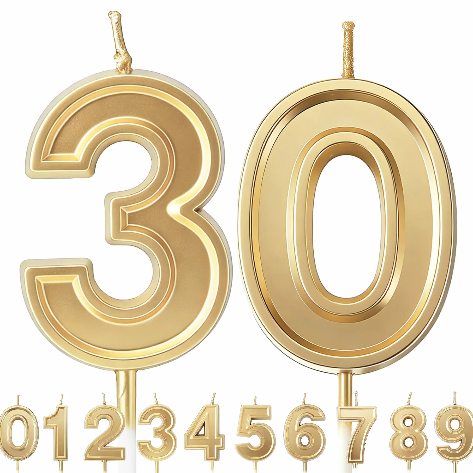 Bougies Numéro Dorées 30 Anniversaire Mariage Cérémonie (5cm, Or)