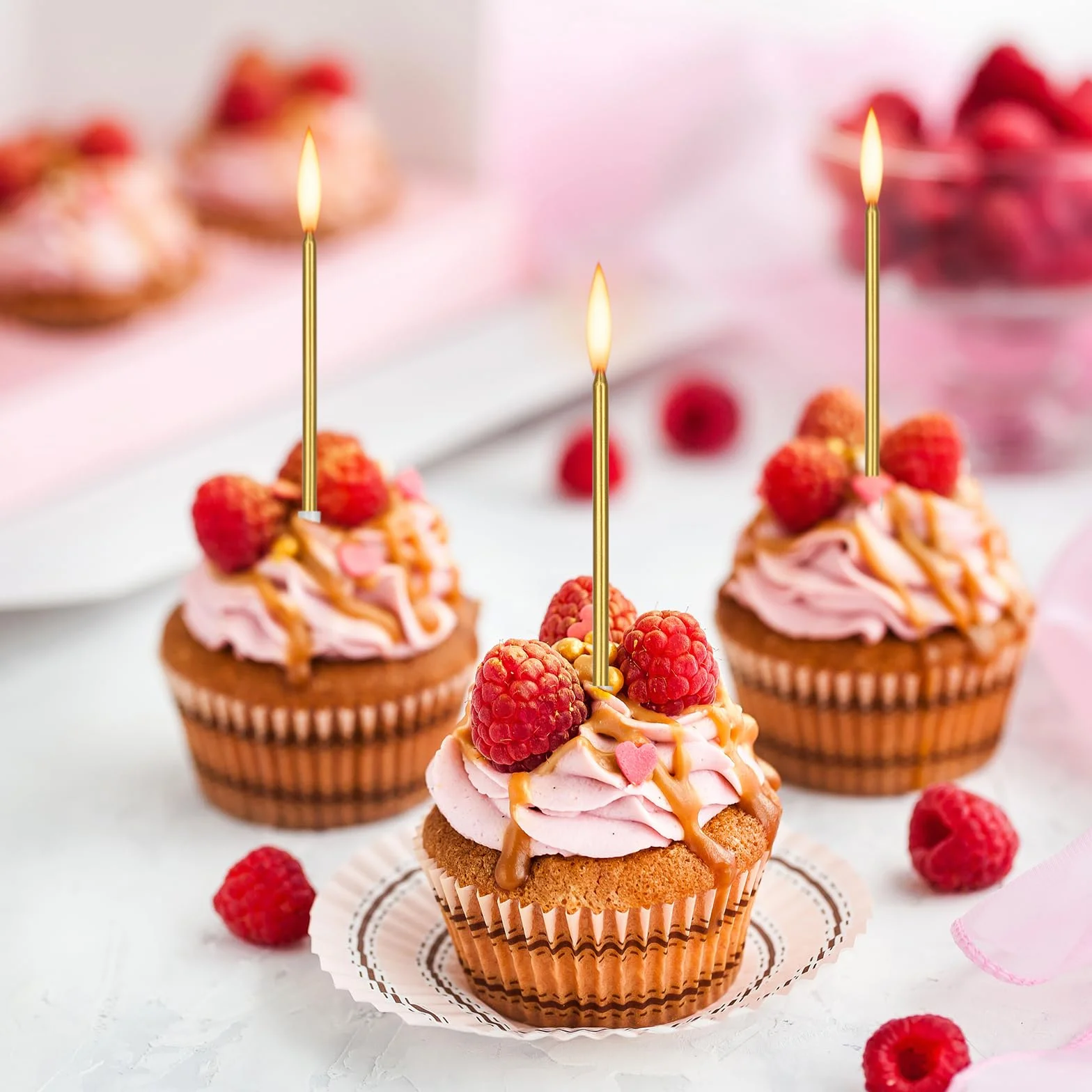 Bougies Anniversaire Métallique 24 Pièces avec Support pour Gâteau Fête