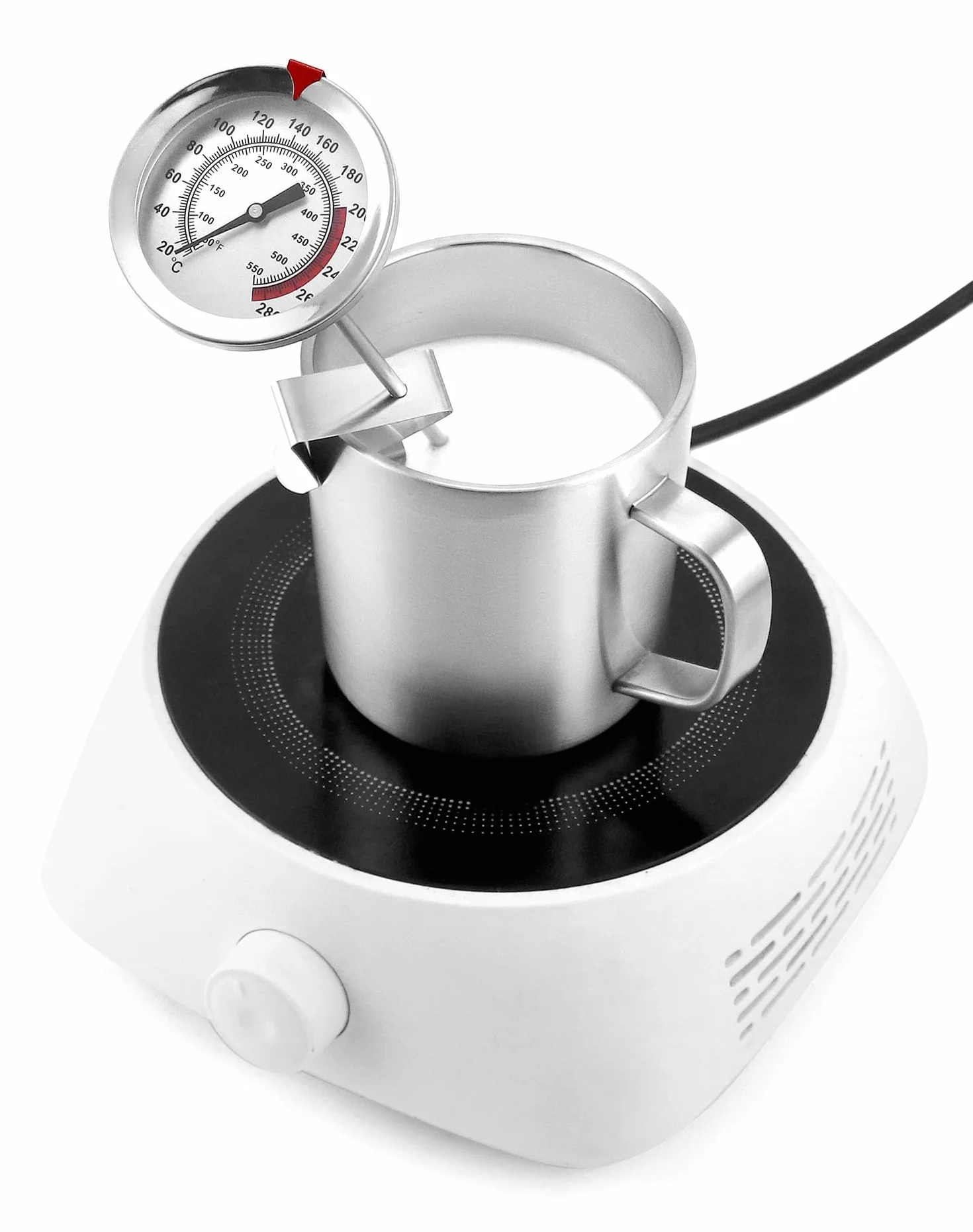QWORK Thermomètre à friture acier inoxydable 304 290°C/550°F sonde 23 cm
