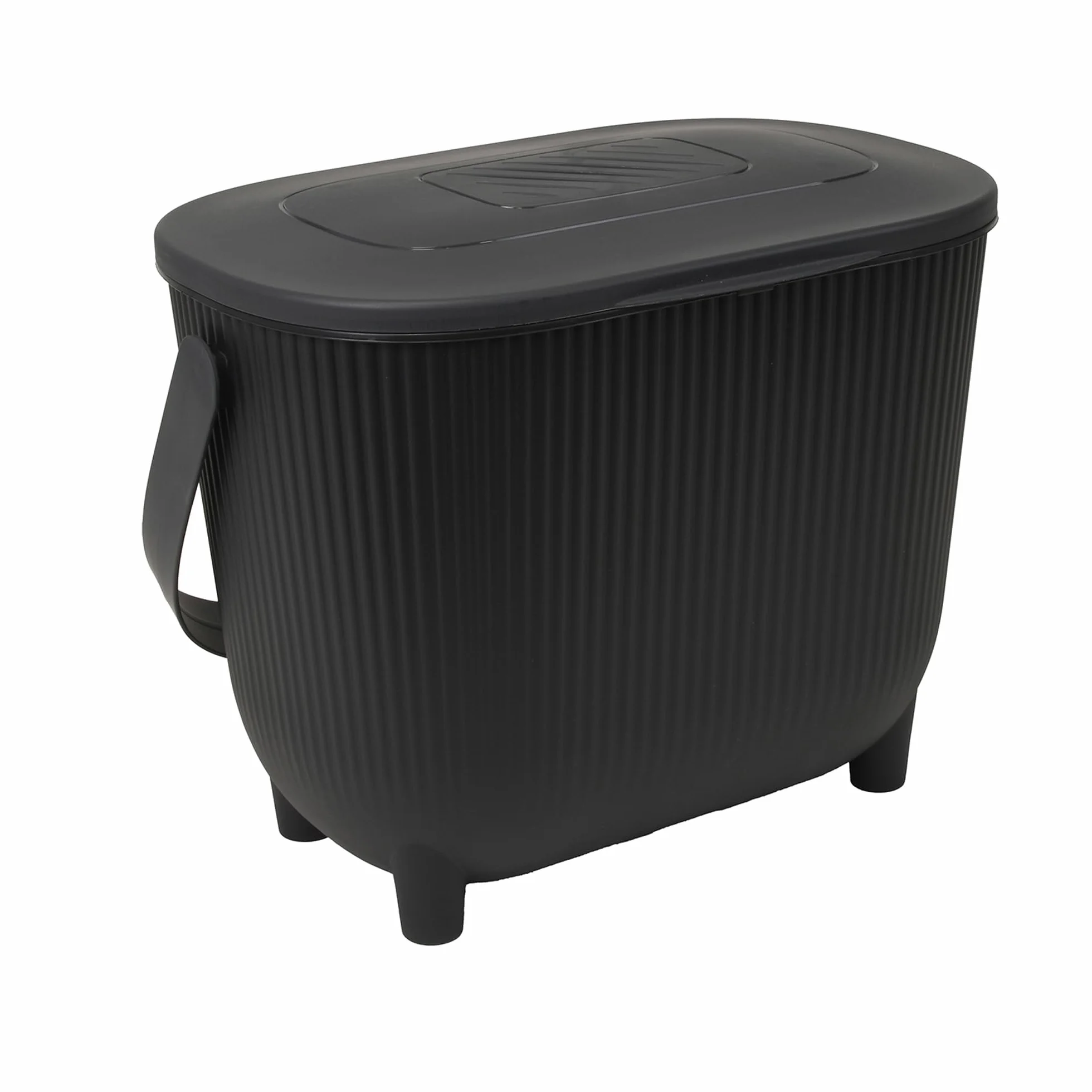 Poubelle à Compost 10 L avec Filtre à Charbon, Grise Anthracite/Noir