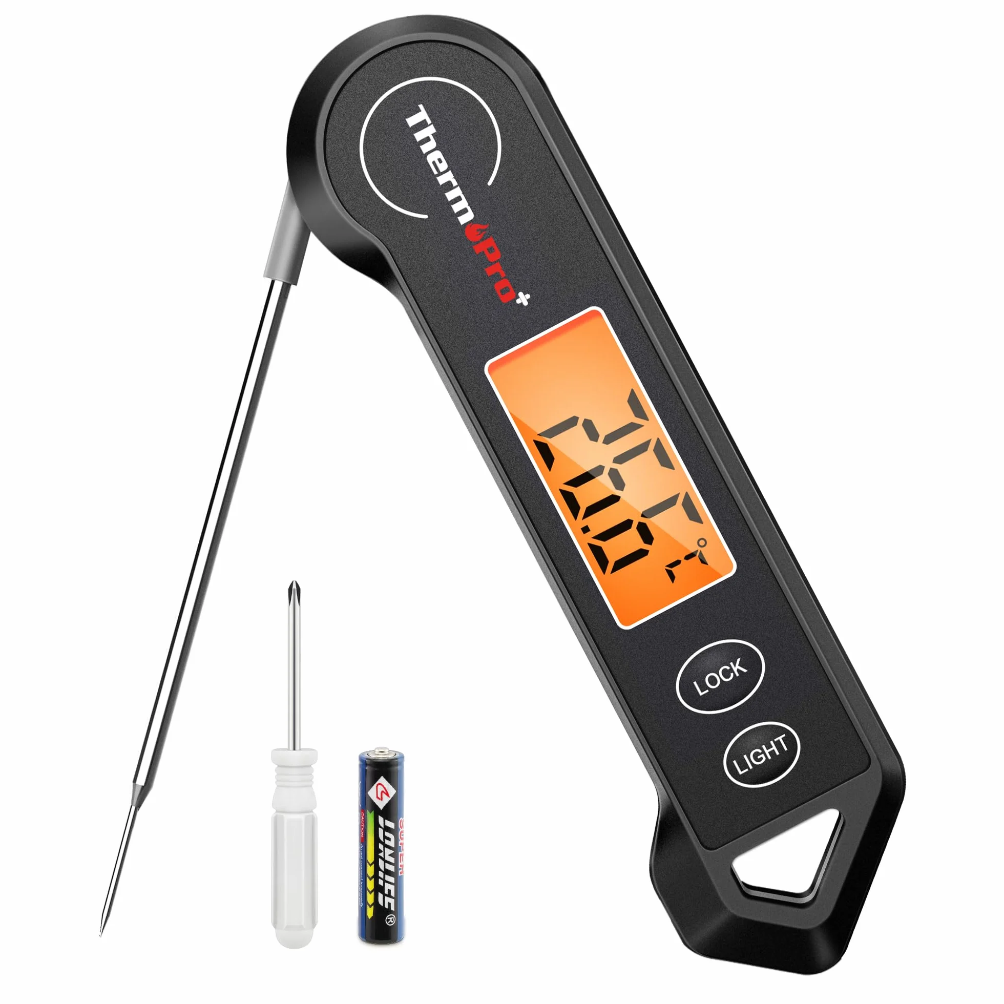 ThermoPro TP19HB Thermomètre Cuisine Numérique avec Sonde Température Alimentaire - étanche Rétroéclairé pour Barbecue