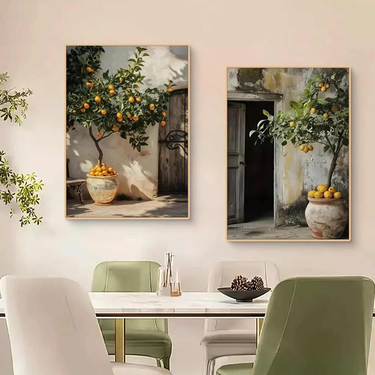 TROYSINC Lot de 2 posters motif plantes méditerranéennes citronnier olivier 50x70 cm sans cadre